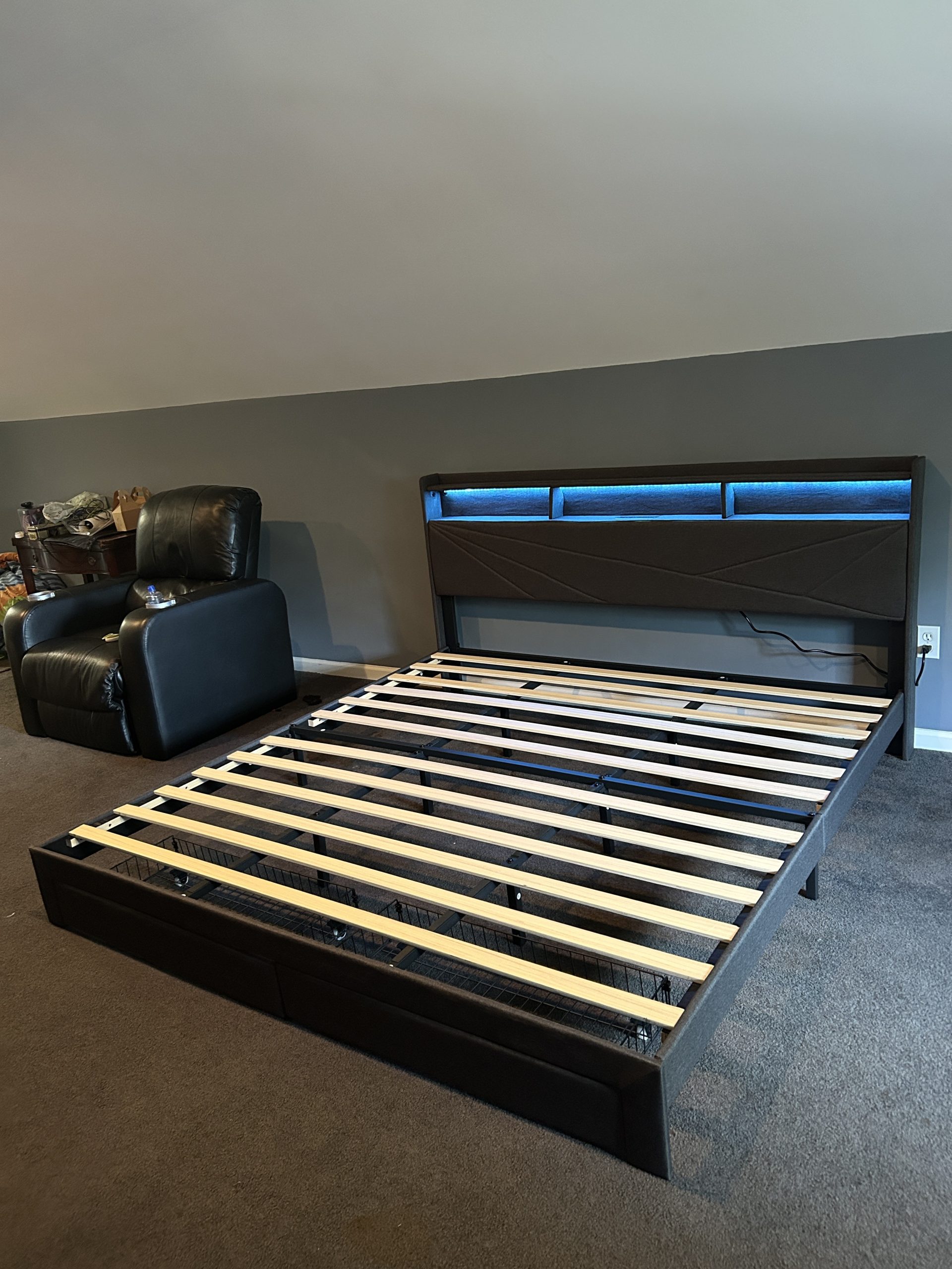 bed frame assembly black and led